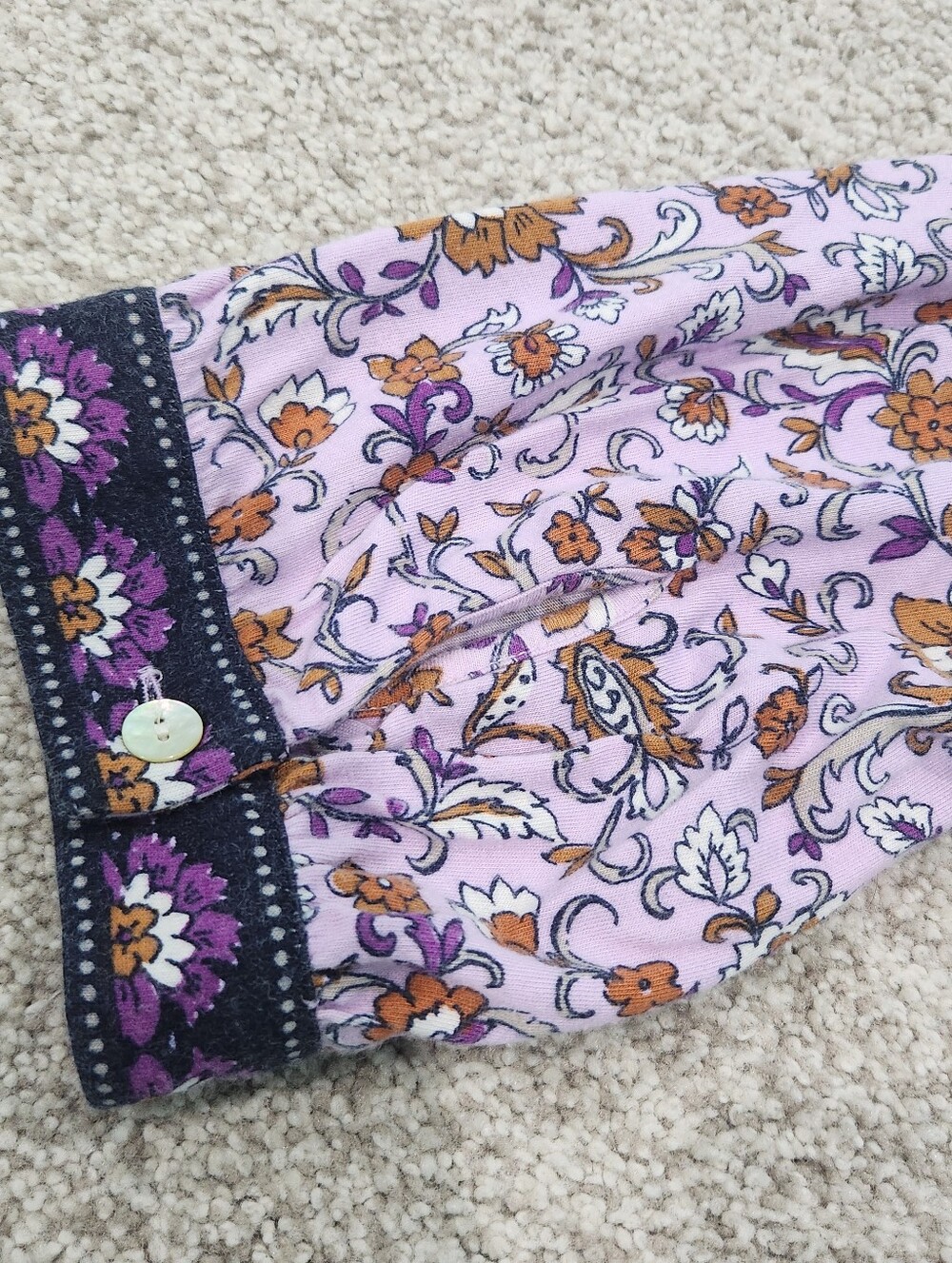 J Jill M Purple Floral Long Sleeve Womens Top, Like New - Picture 4 of 6